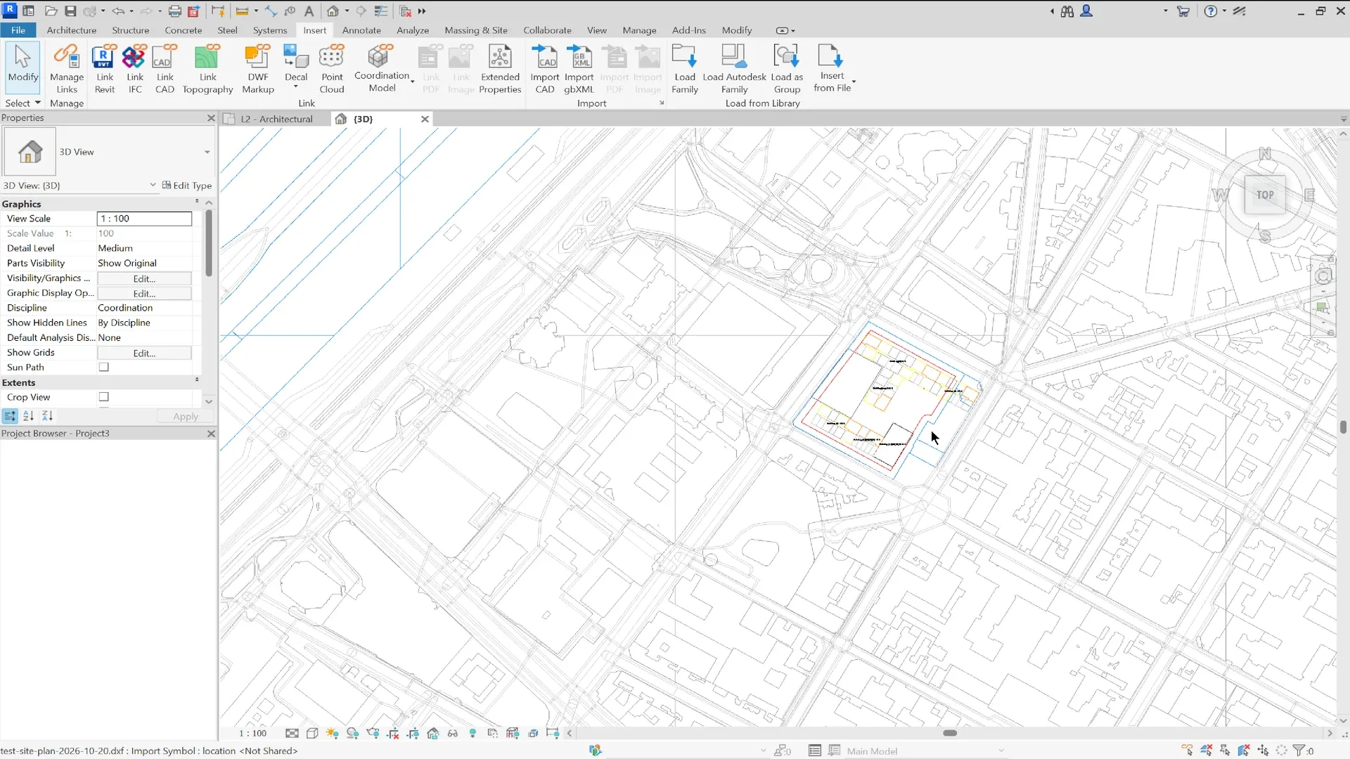 The exported DXF open in a CAD tool, with its named layers.